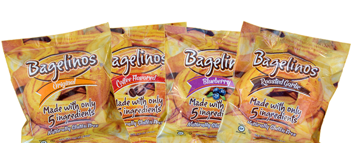 Bagelinos Gluten-Free Bagels, Flavors Original, Coffee, Blueberry, Garlic